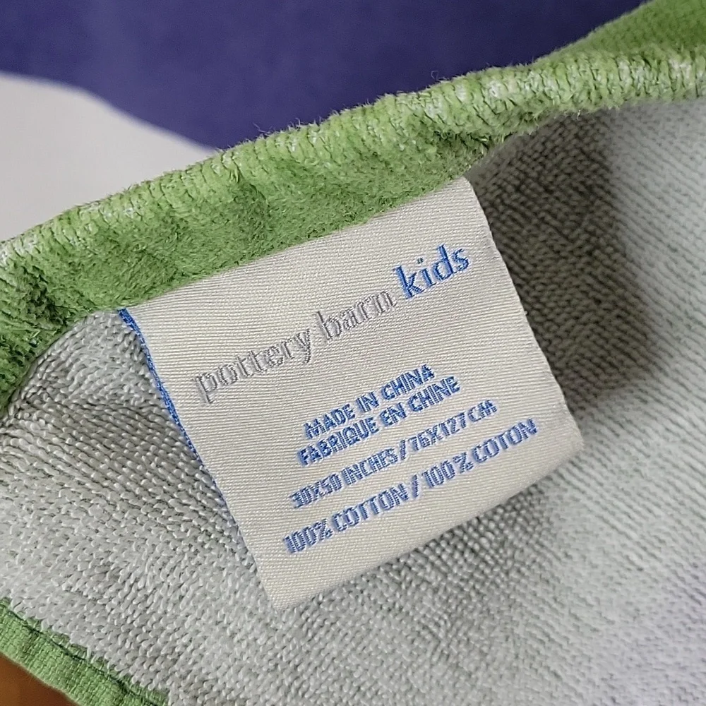 Pottery Barn Kids Blue and White Stripe With Ship Hooded Towel